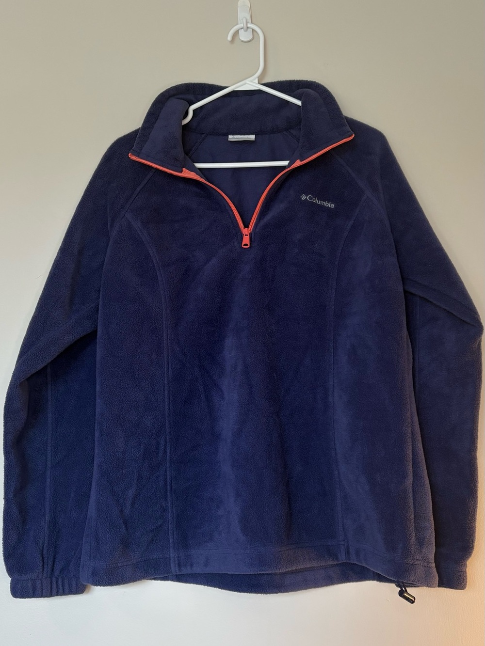 Columbia Navy Fleece Half-Zip with Coral Trim